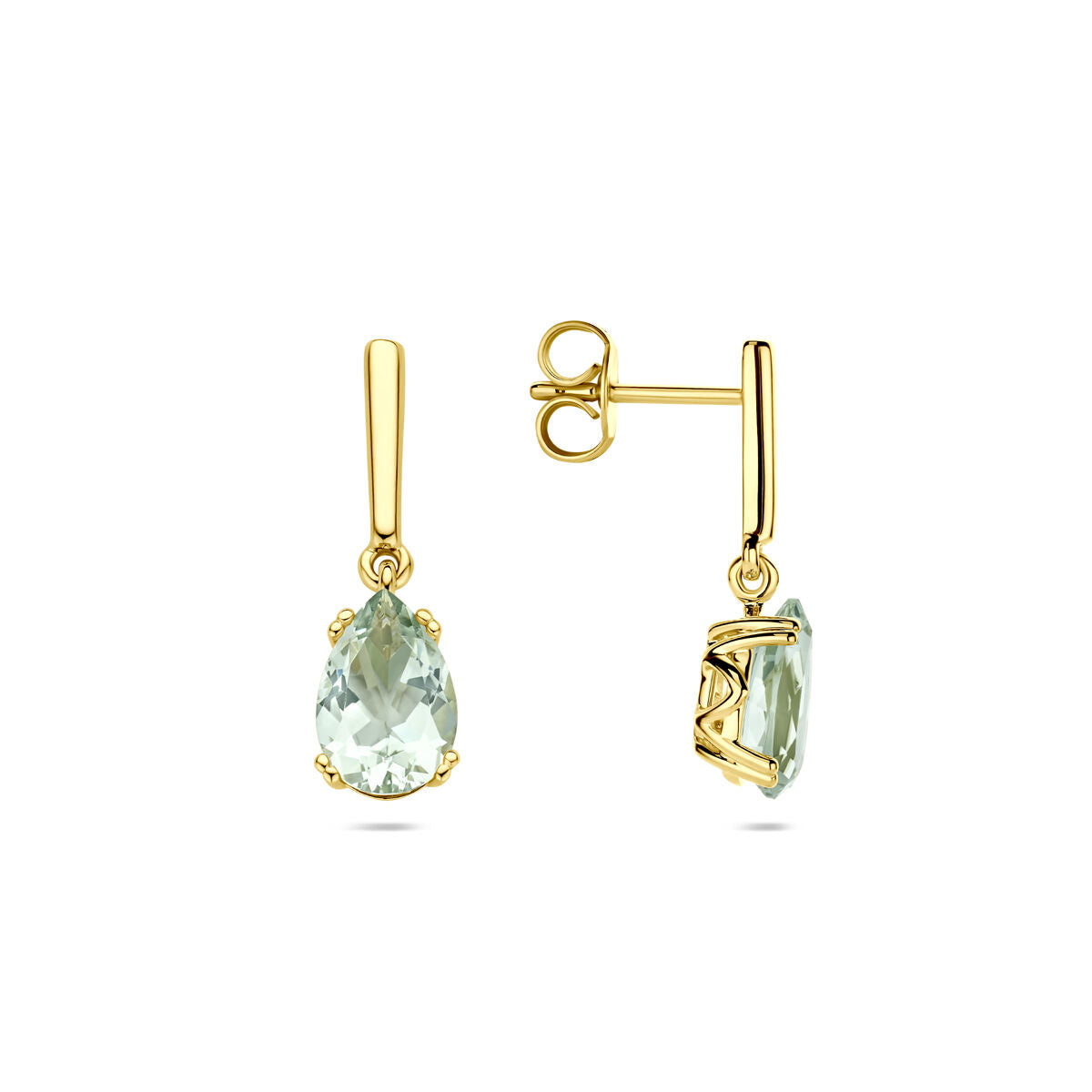 boucles d'oreilles vert améthyste 20 mm 14K or jaune
