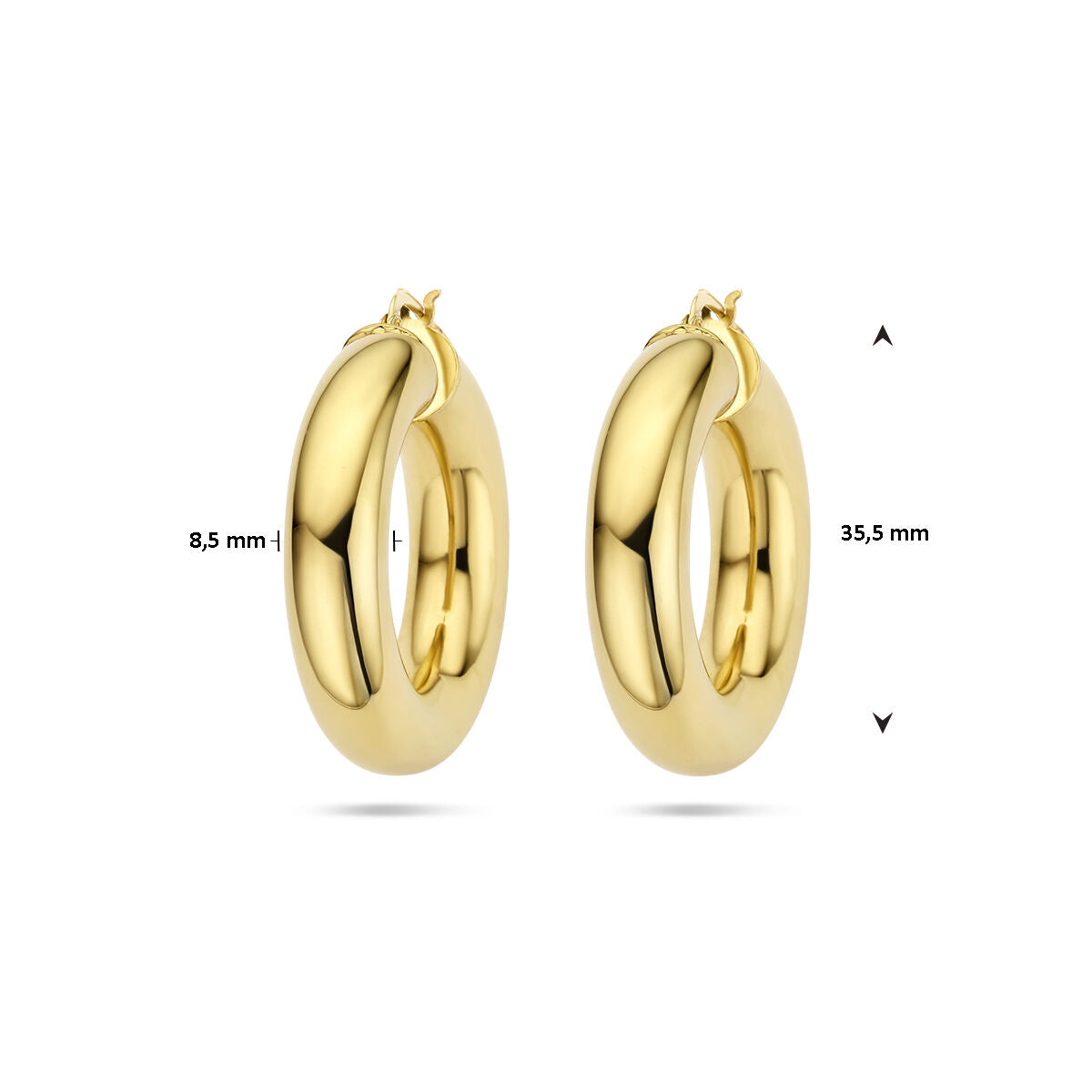 créoles 8,5 mm tube rond 1 micron argent plaqué or (jaune)