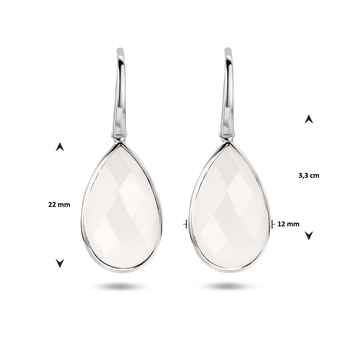 boucles d'oreilles agate blanche crochet français argent rhodié