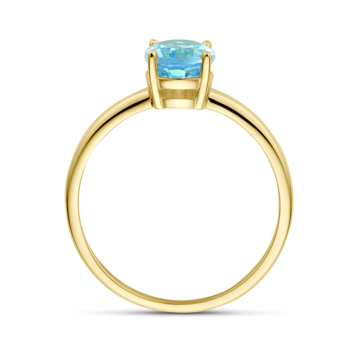 bague en or jaune topaze bleue 14K