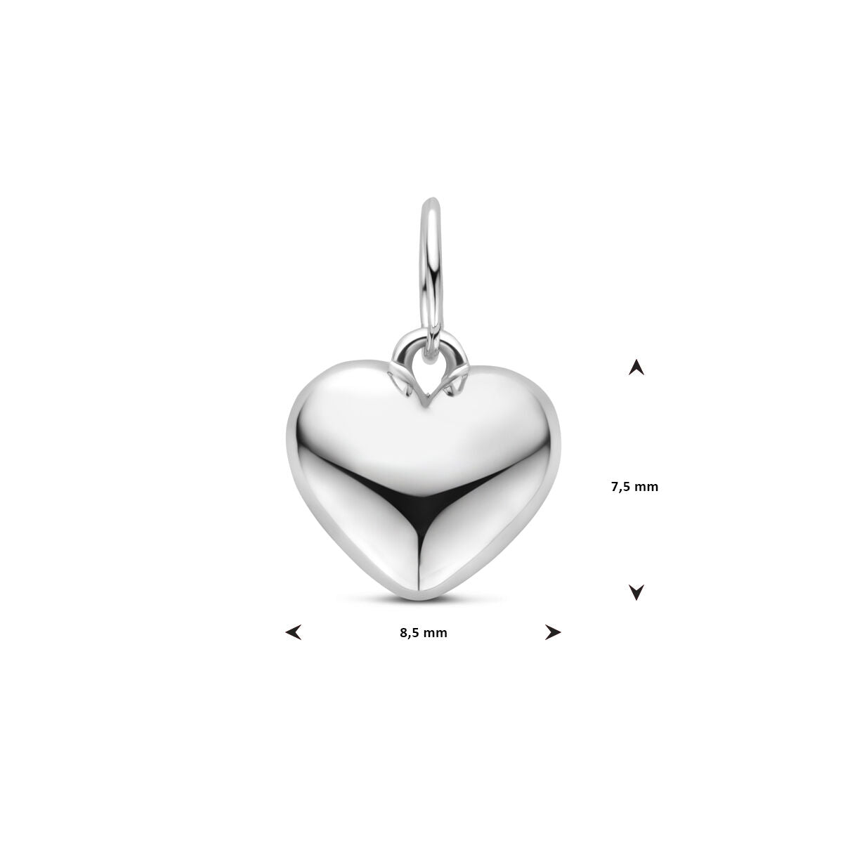 pendentif cœur 12,5 mm argent rhodié