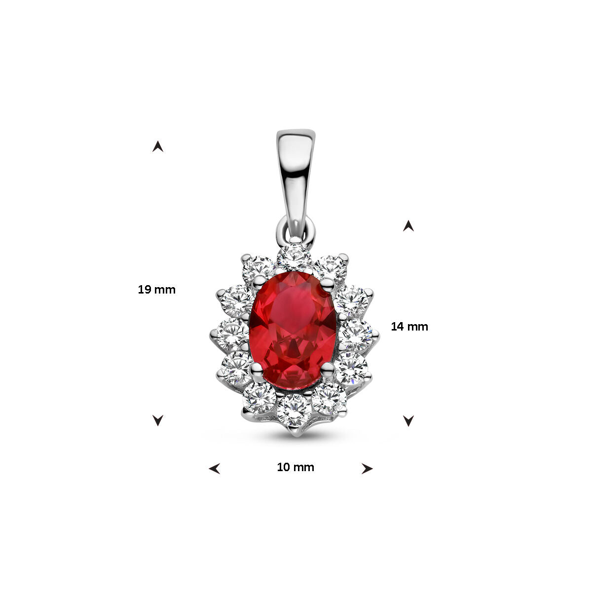 pendentif en corindon couleur et halo en zircone blanche en argent rhodié