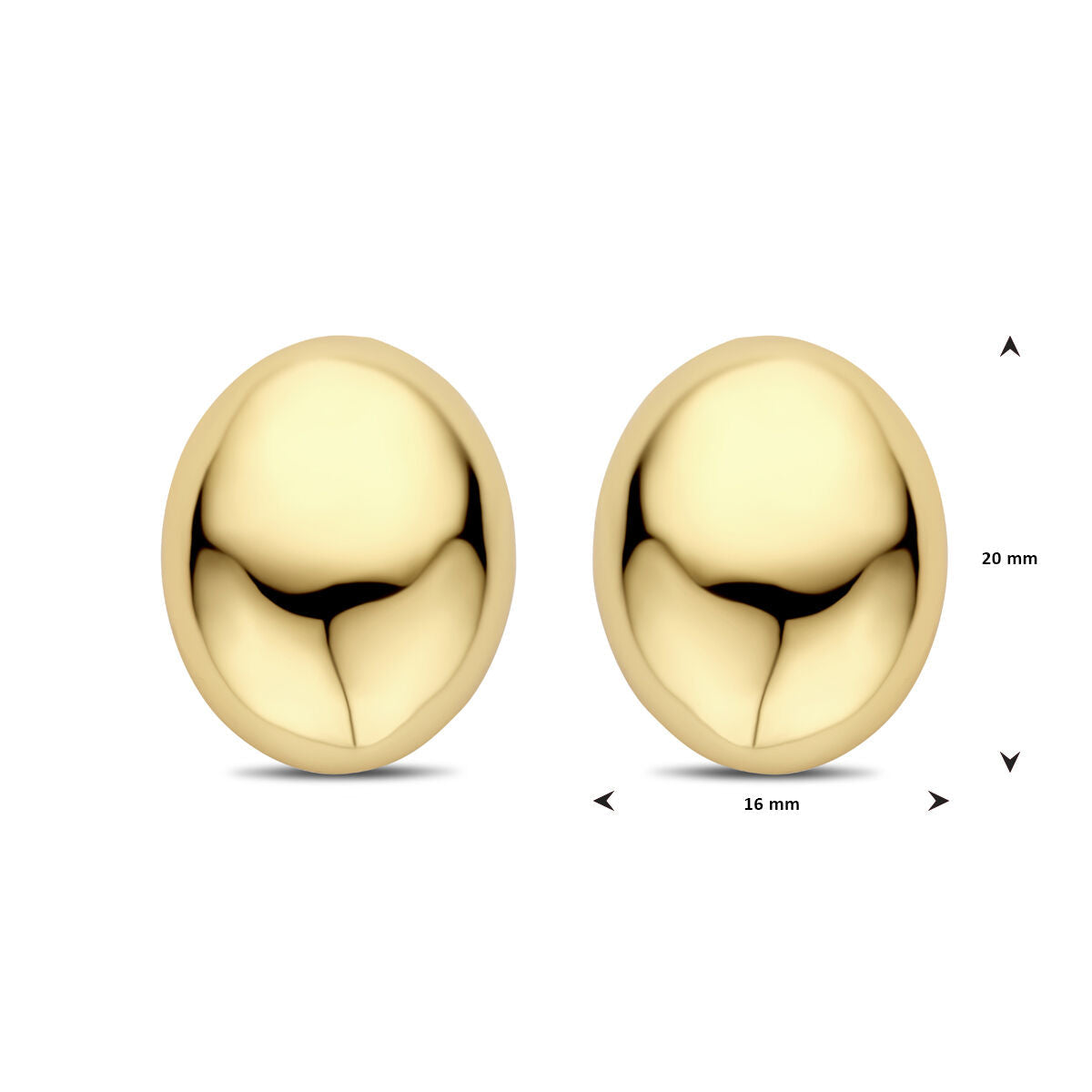 puces d'oreilles 20 mm 1 micron argent plaqué or (jaune)