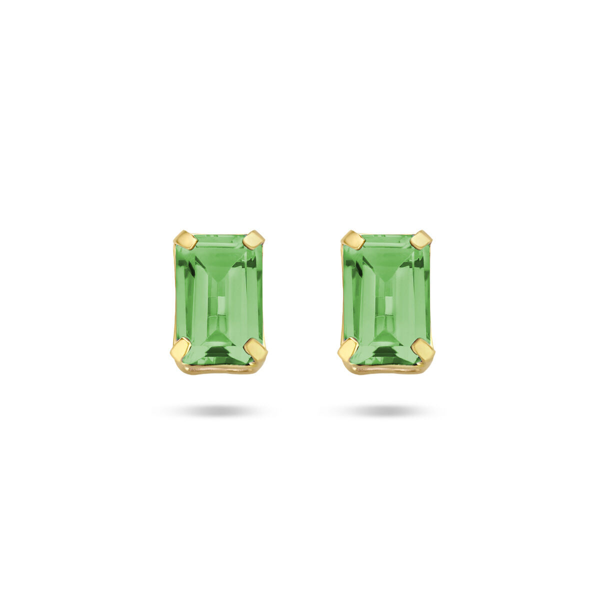 Boucles d'oreilles en agate verte avec monture en or jaune 14 carats, forme rectangulaire.