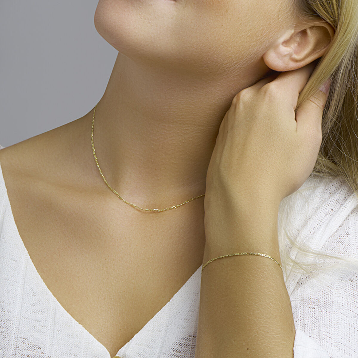 bracelet figaro 1,6 mm 18 cm or jaune 14K