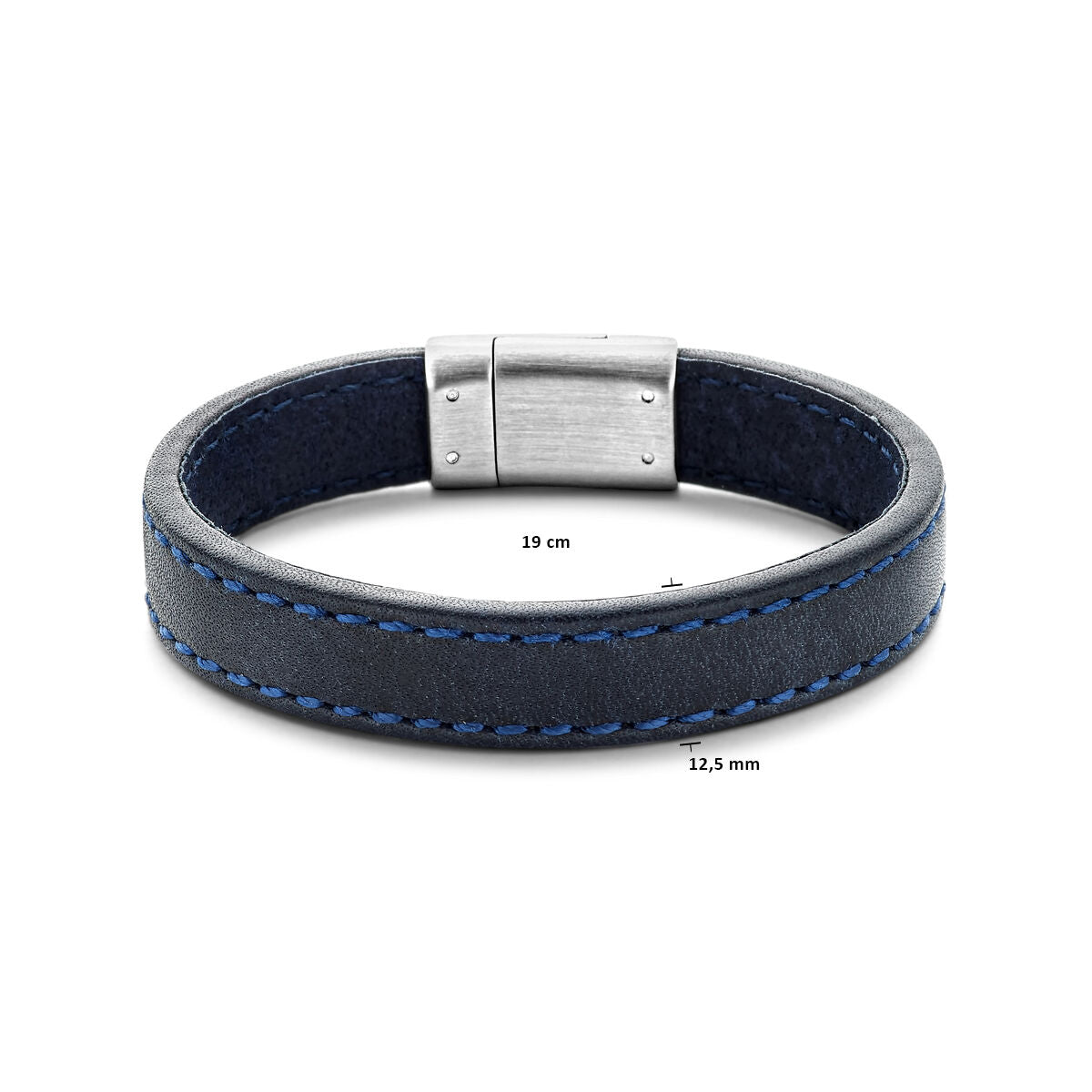 bracelet cuir bleu foncé 12,5 mm acier inoxydable