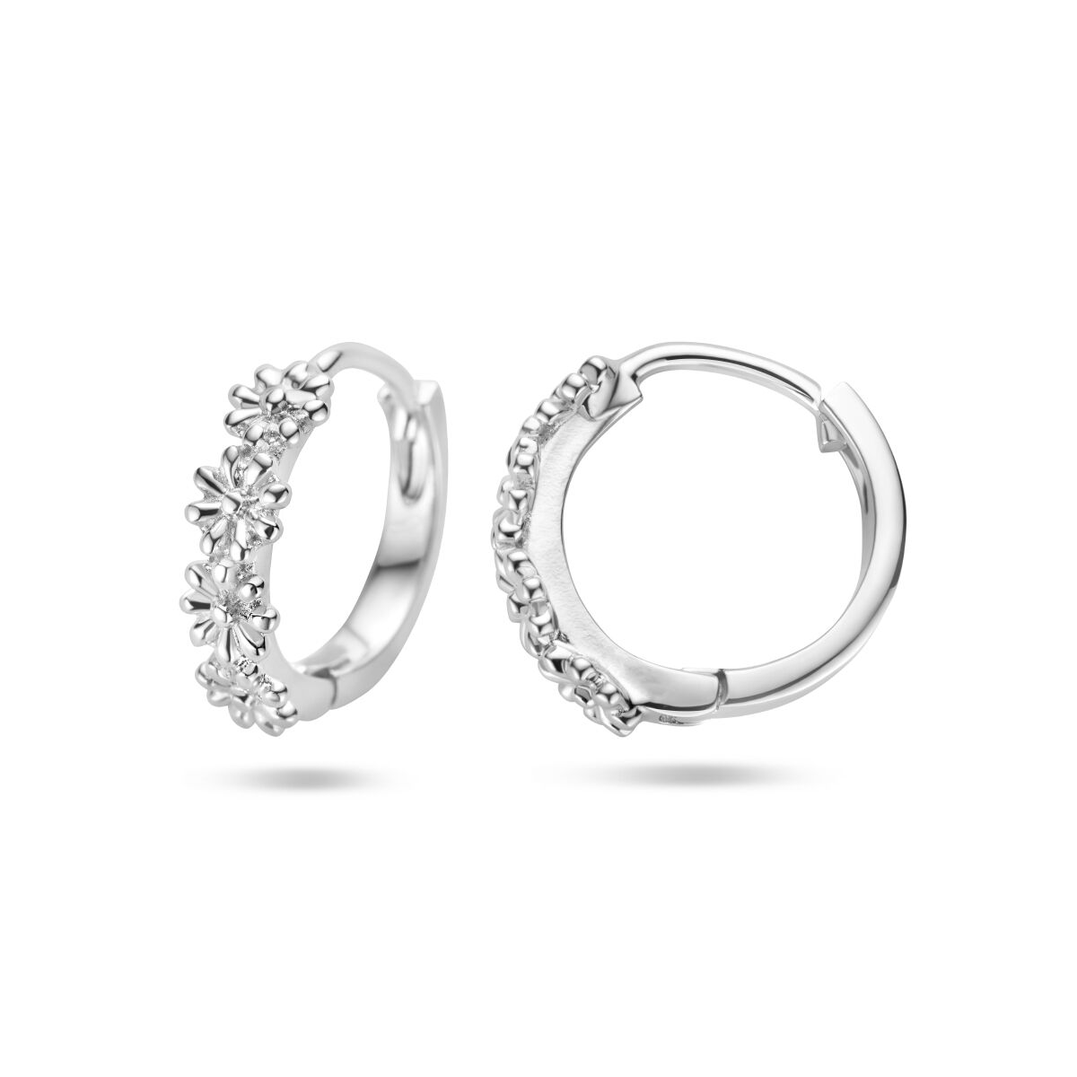 créoles fleurs argent rhodié
