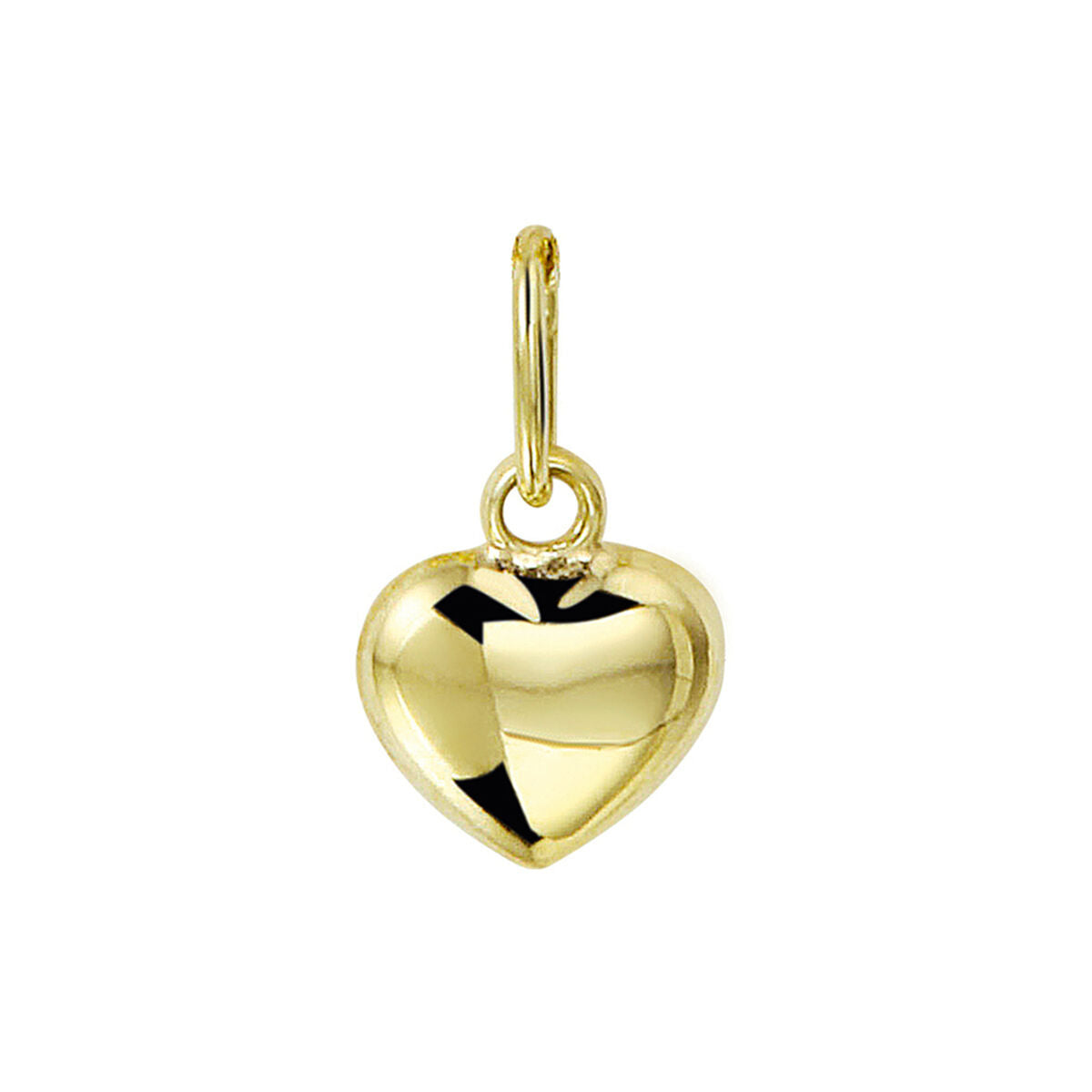 Gouden hartvormige hanger van 9 karaat met een glanzende afwerking.