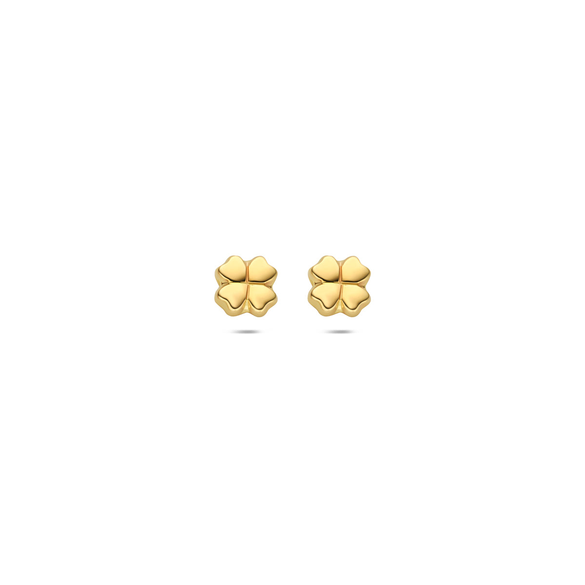 Boucles d'oreilles en or jaune 9 carats en forme de trèfle à quatre feuilles, mesurant 4,5 mm.