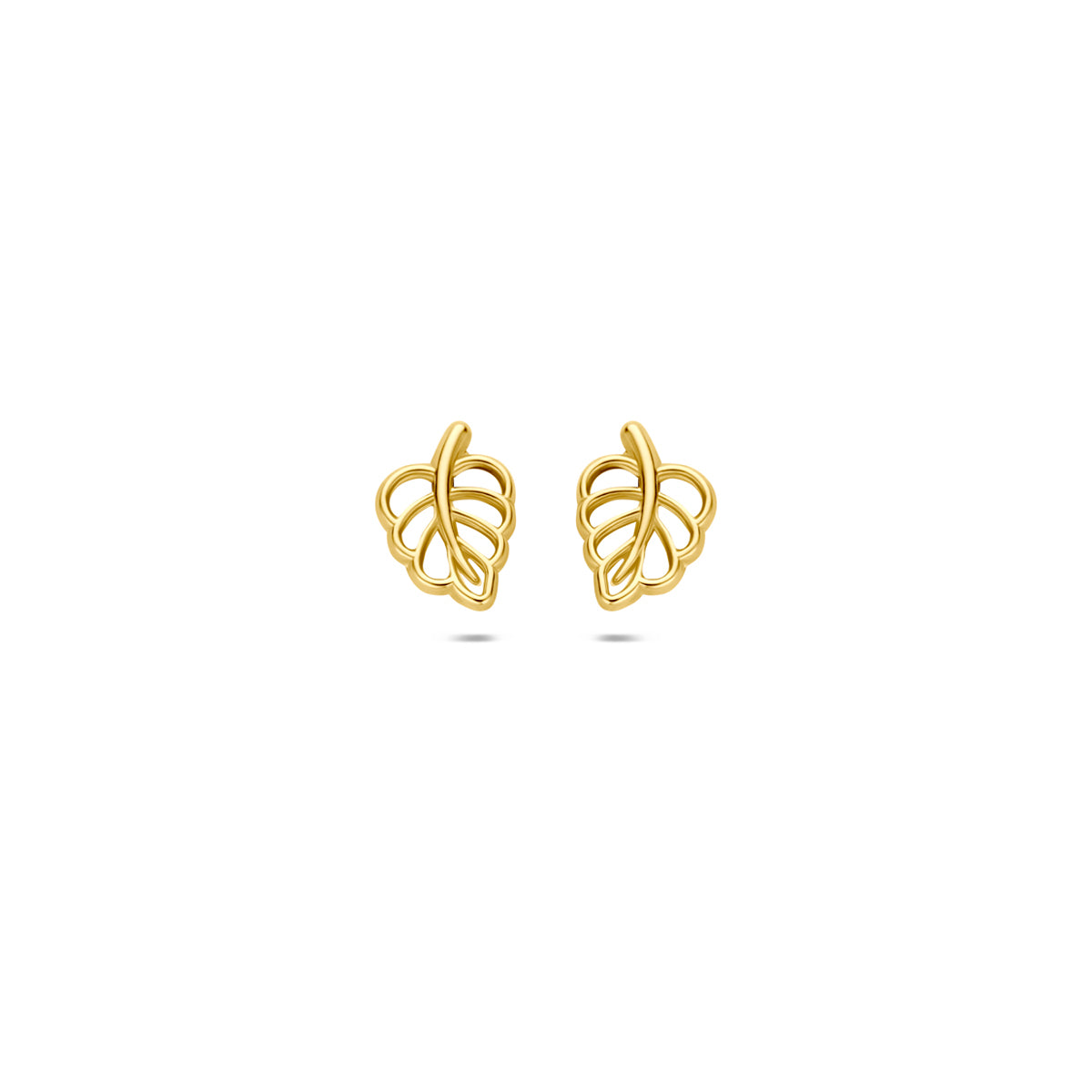 Boucles d'oreilles en or jaune 9 carats, en forme de feuilles, mesurant 7,5 mm.