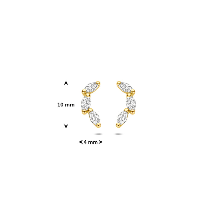 9k oorknoppen zirkonia 9K geel