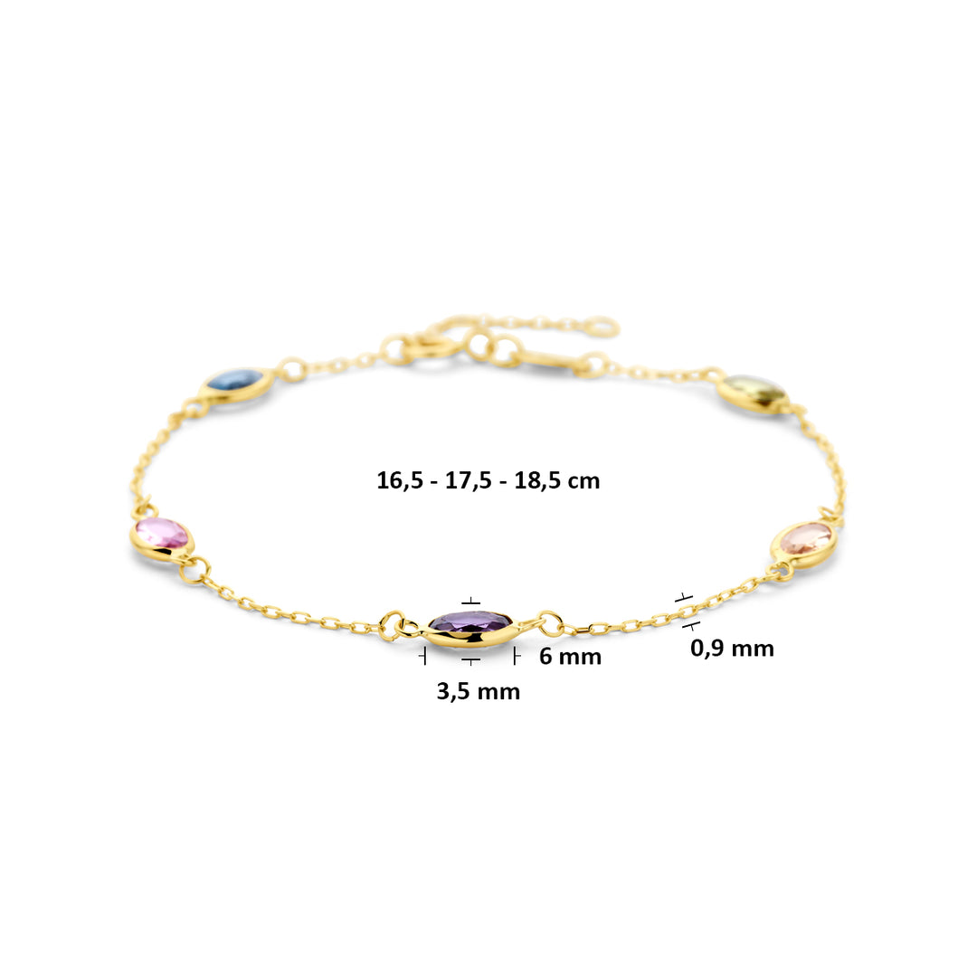 9k armband synthetische stenen 9K geel