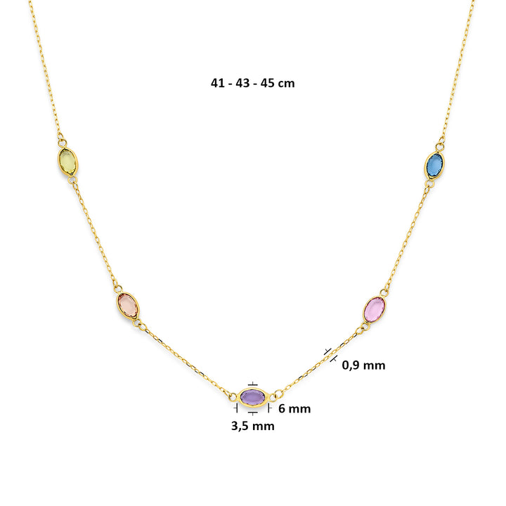 9k collier synthetische stenen 9K geel