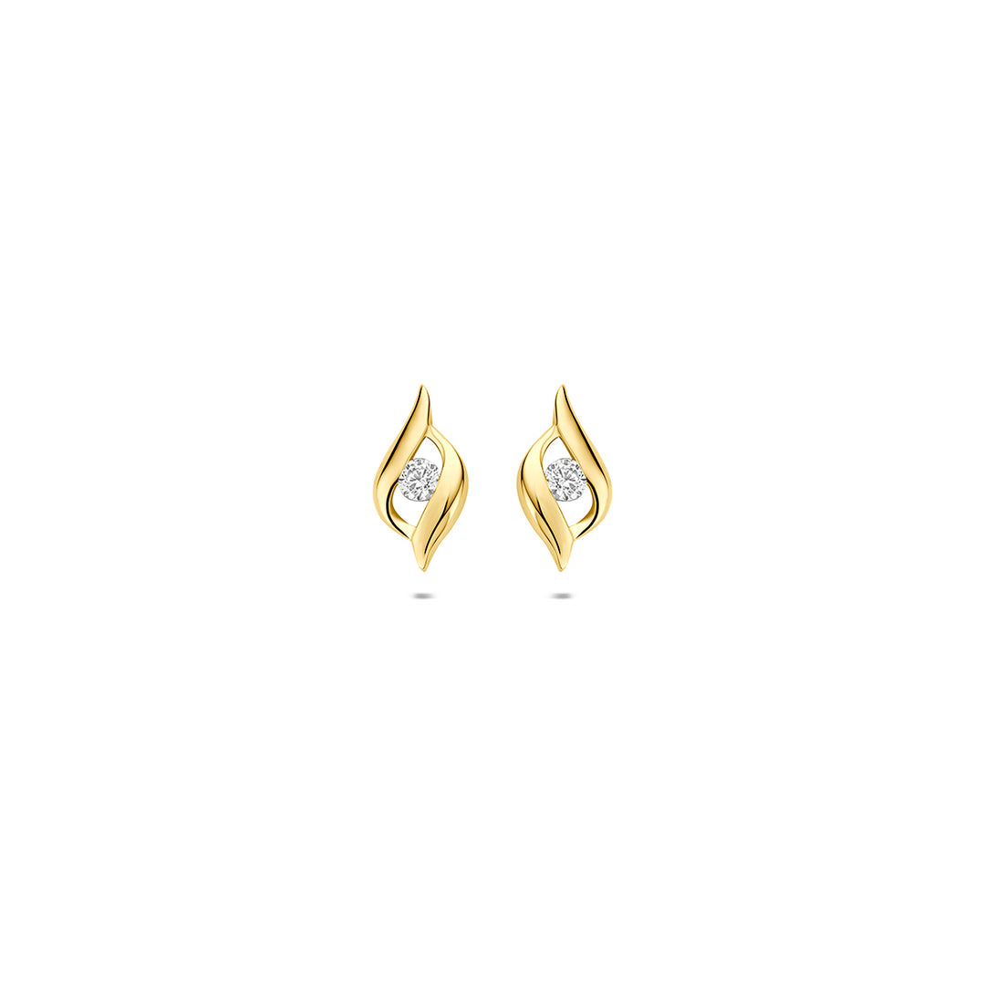 9k oorknoppen zirkonia 9K geel