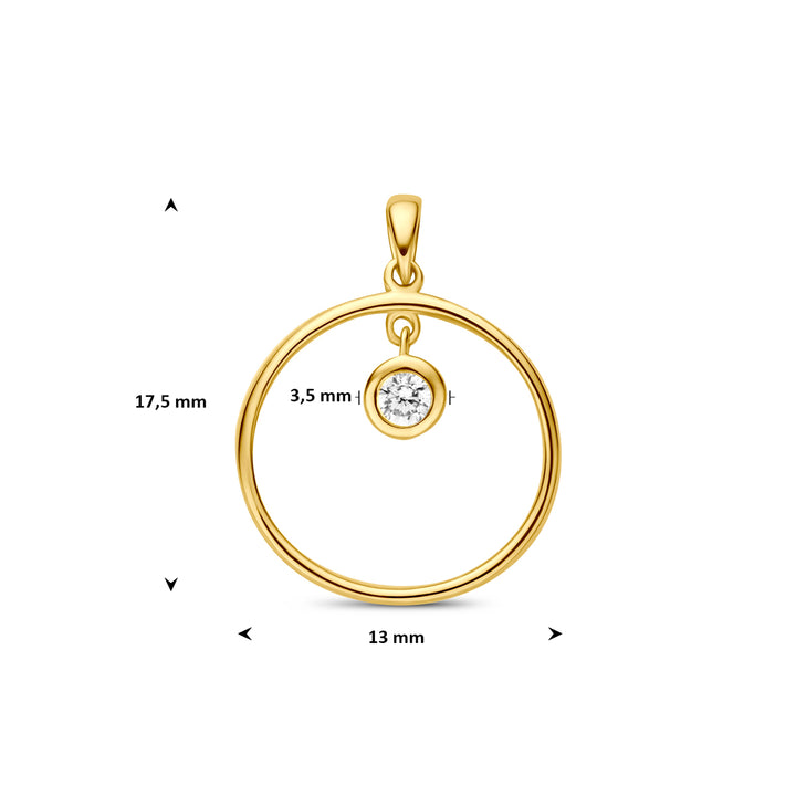 9k hanger rond zirkonia 9K geel