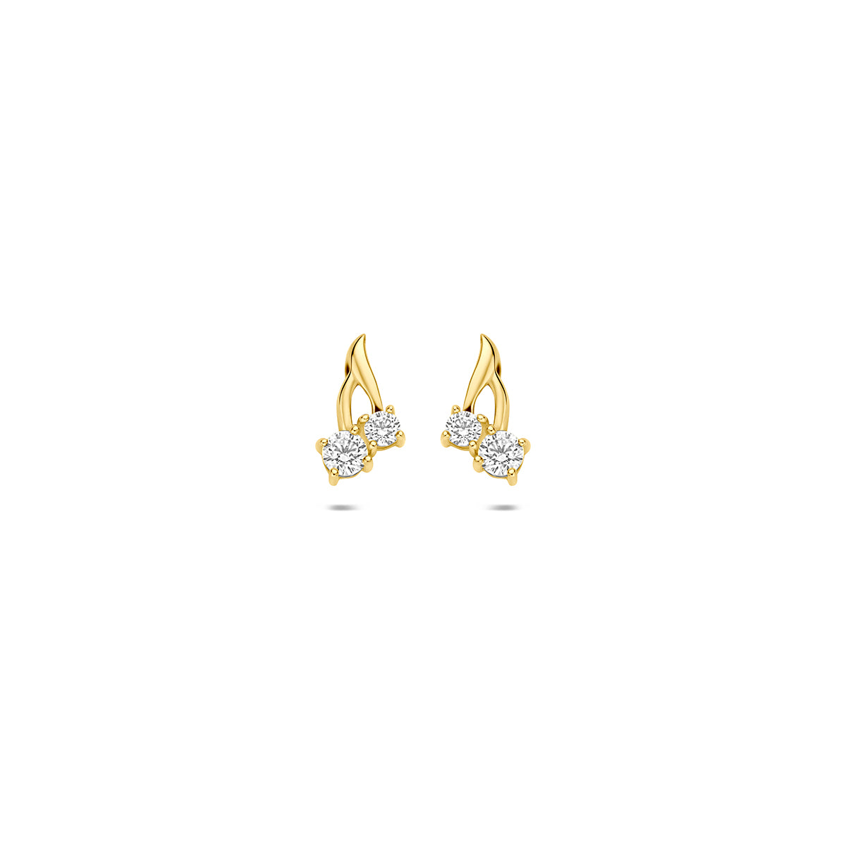 Boucles d'oreilles en or jaune 9 carats avec zirconias, mesurant 8,5 mm.