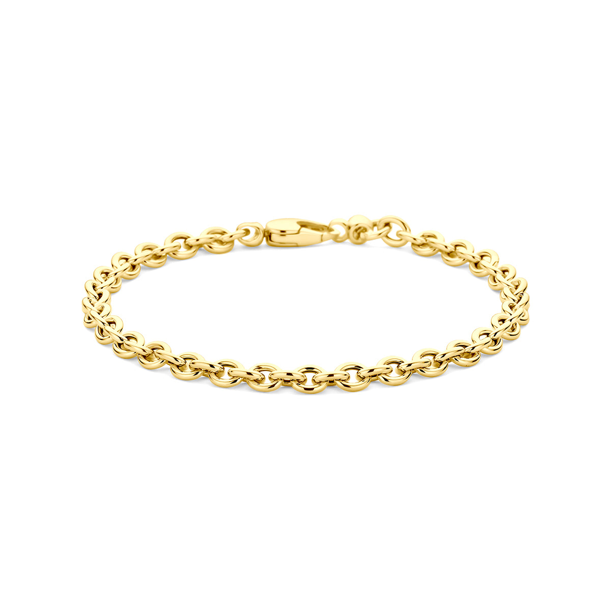 Bracelet en or jaune 9 carats, maillon de 4,5 mm, longueur de 18,5 cm.