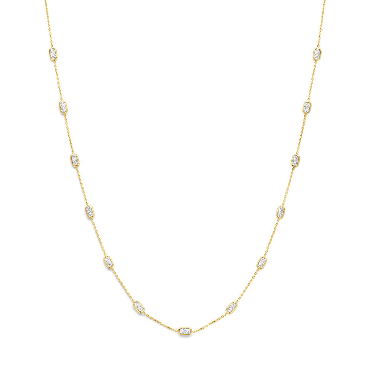 Collier en or jaune 9K avec des zircons, longueur de 41 à 45 cm, maillons ovales.