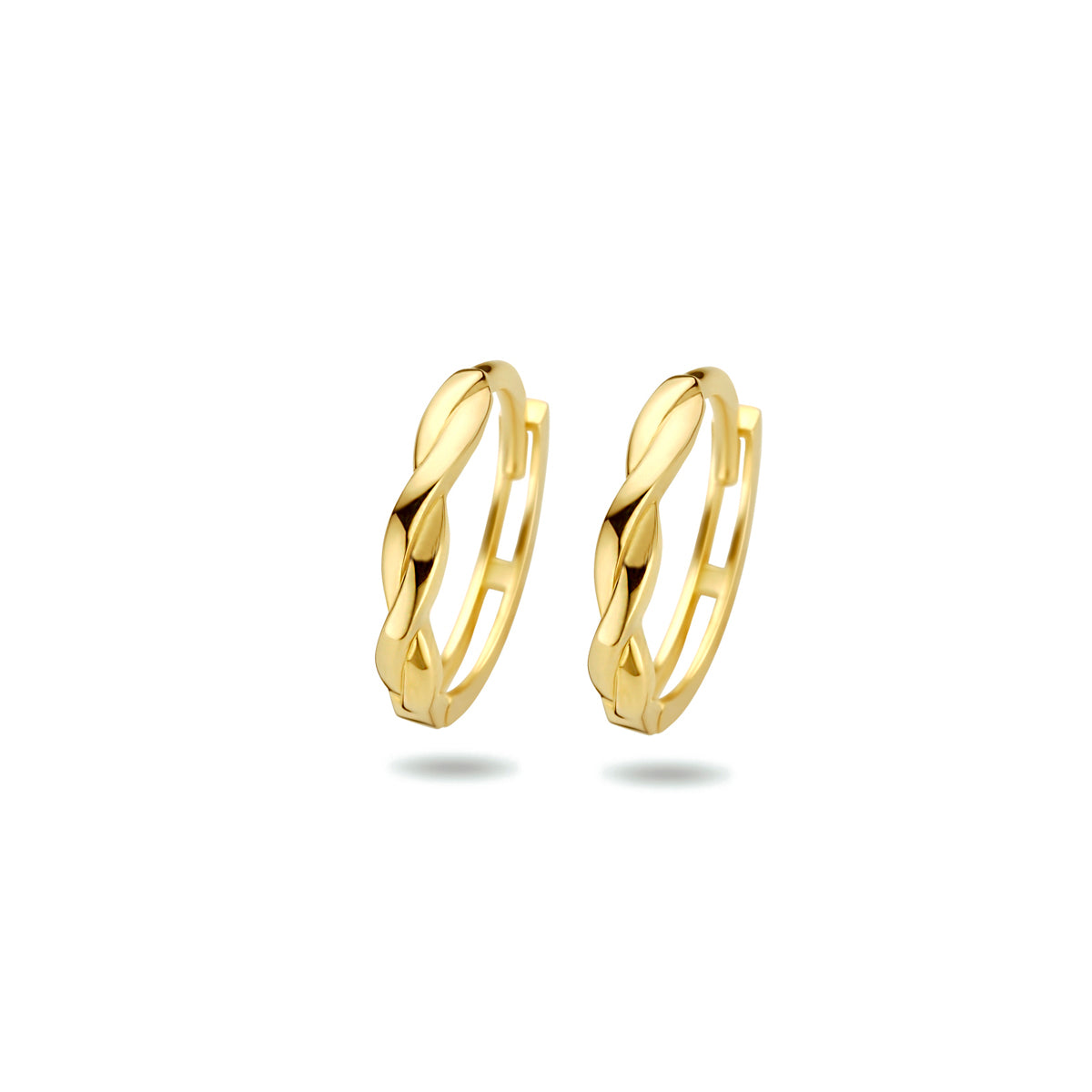 Boucles d'oreilles en or jaune 9K, torsadées, de 14,5 mm de diamètre.