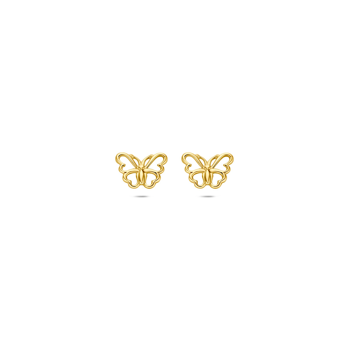 Boucles d'oreilles en or jaune 9 carats en forme de papillon, mesurant 4,5 mm.