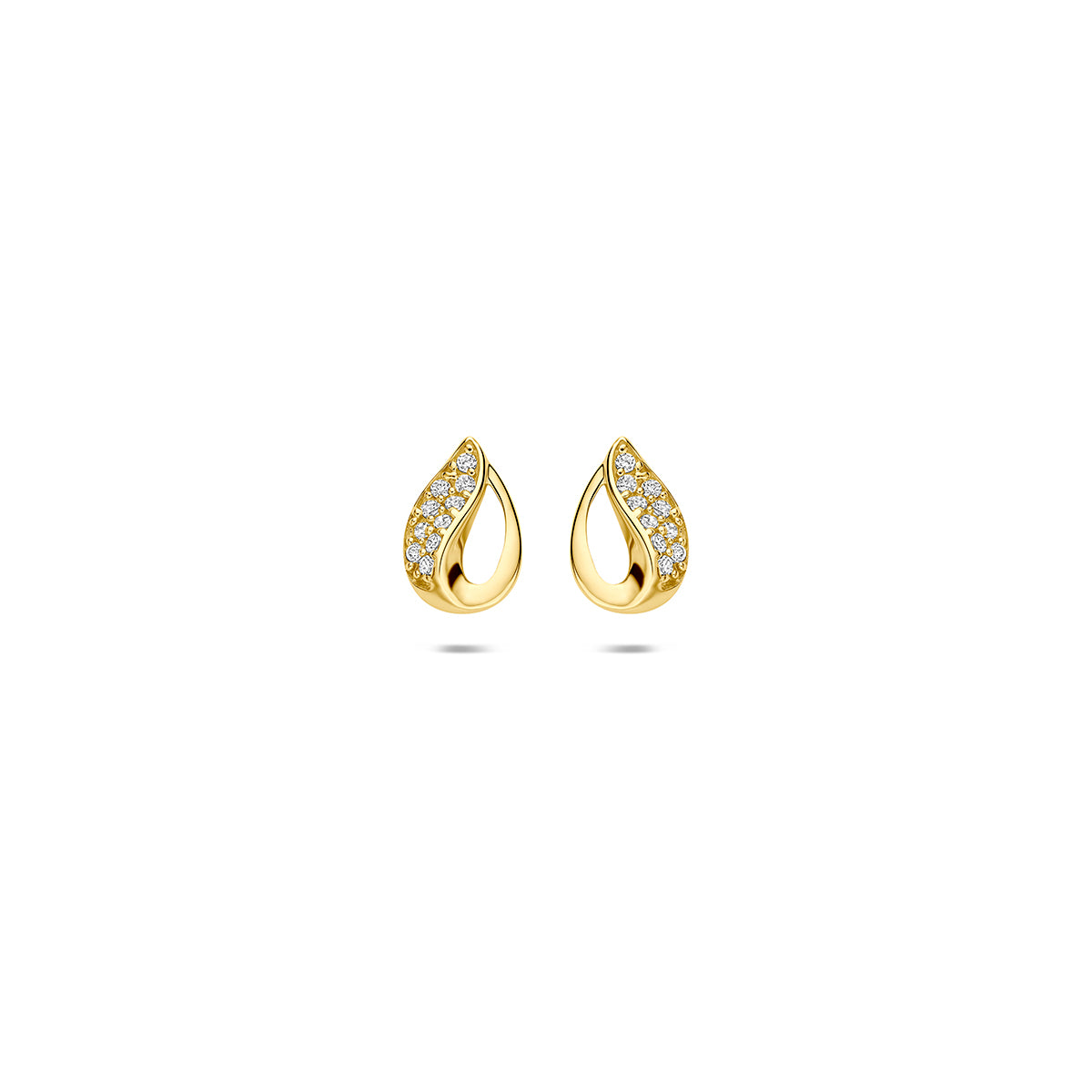 Boucles d'oreilles en or jaune 9K avec zirkonia, en forme de goutte, de 8 mm.