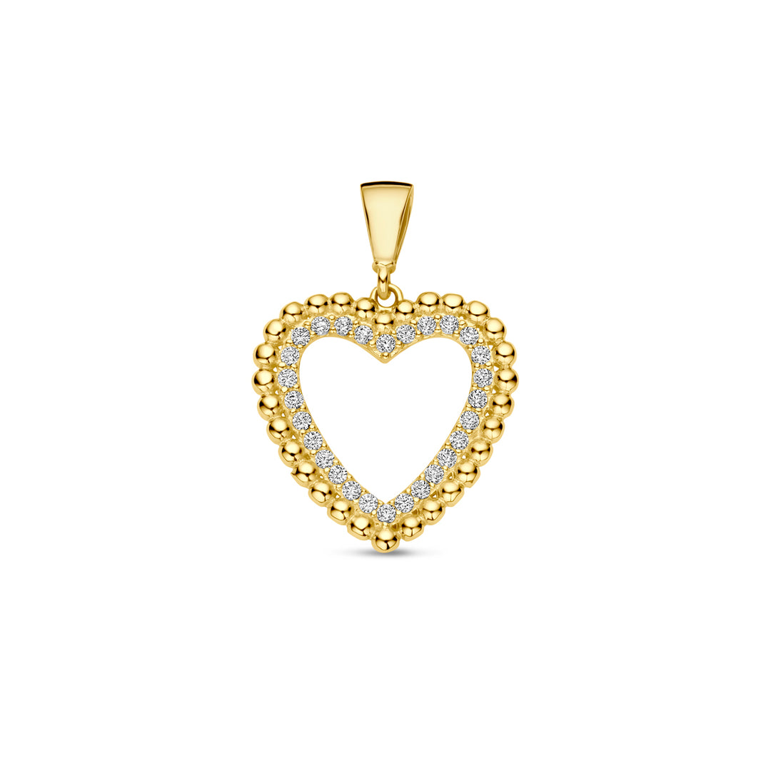 9k hanger hartje zirkonia 9K geel
