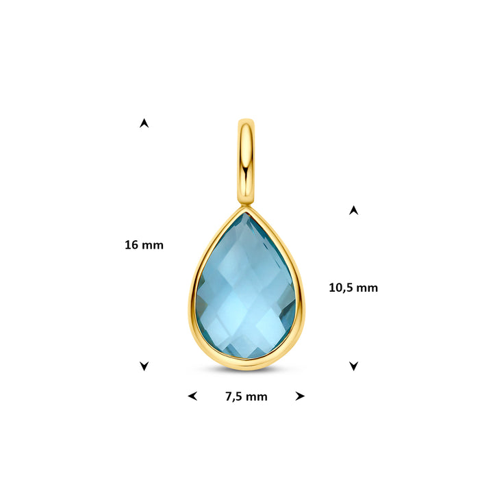 9k hanger blauw topaas 9K geel