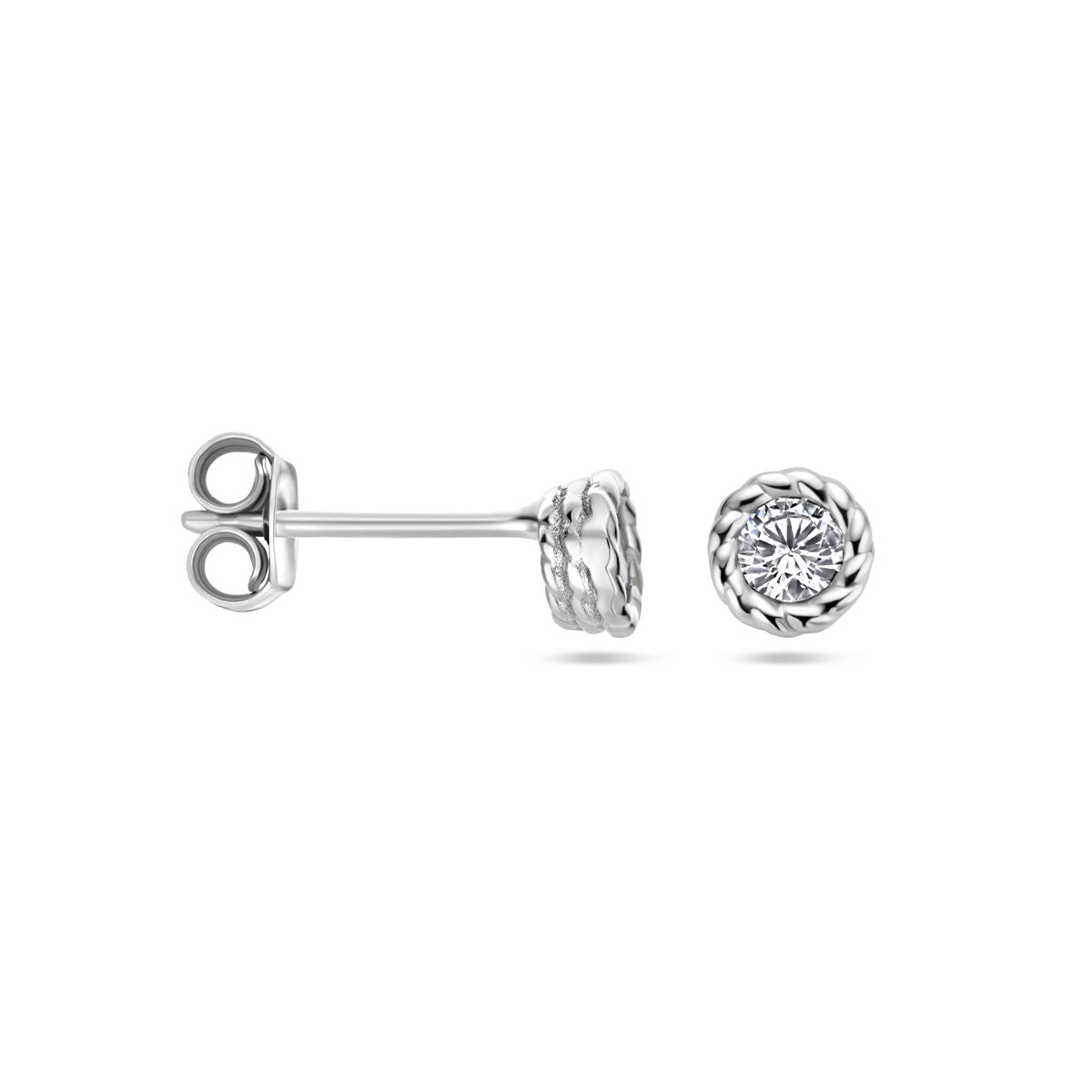 puces d'oreilles zircone argent rhodié