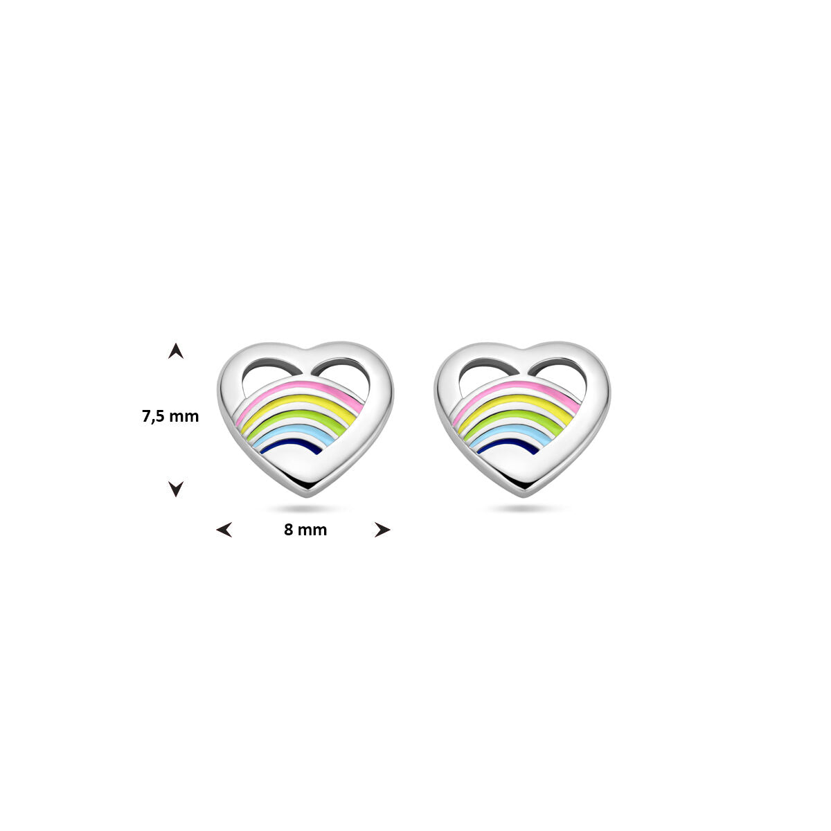 puces d'oreilles cœur émail argent rhodié