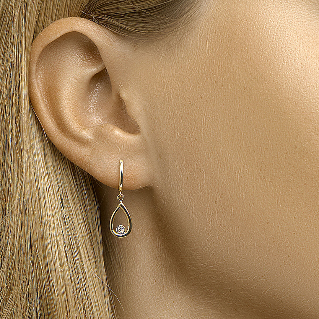 oorhangers zirkonia 14K geelgoud