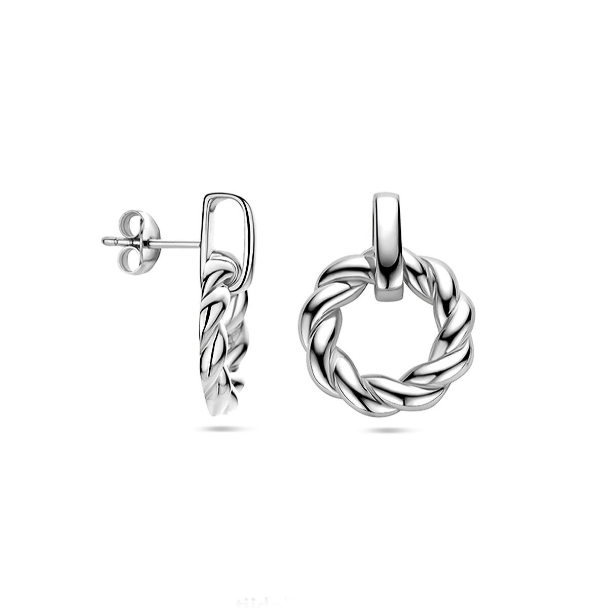 boucles d'oreilles cercle torsadé argent rhodié