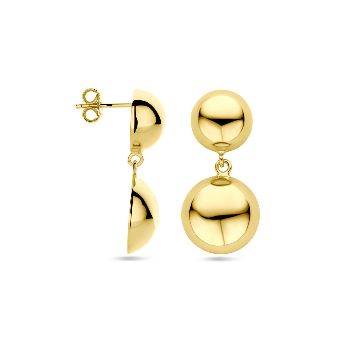 boucles d'oreilles demi-sphériques 31 mm 1 micron argent plaqué or (jaune)