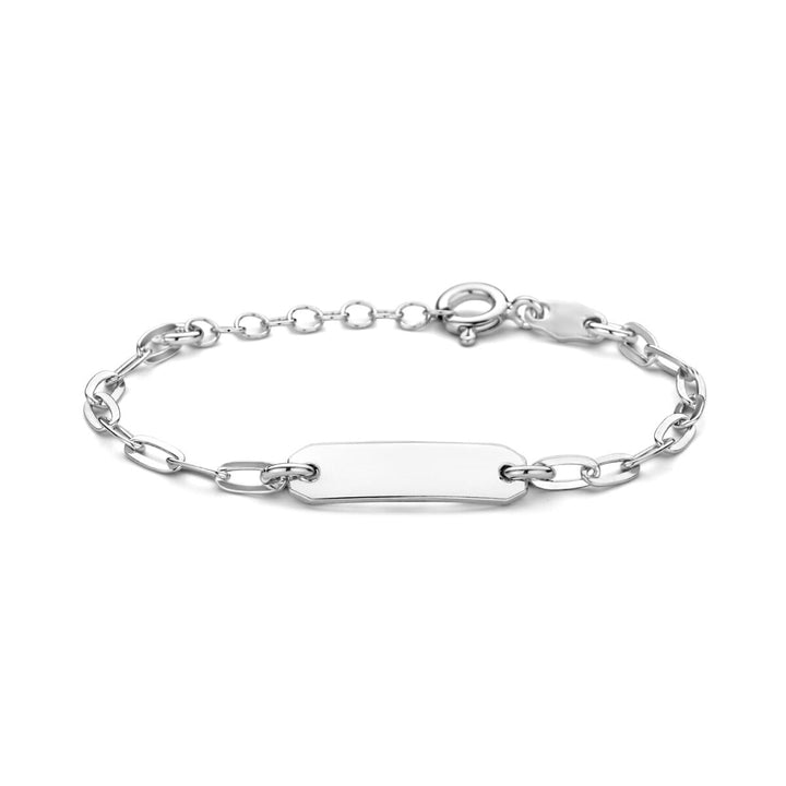 Baby armband zilver paperclip platte buis plaat 5,0 mm gerhodineerd