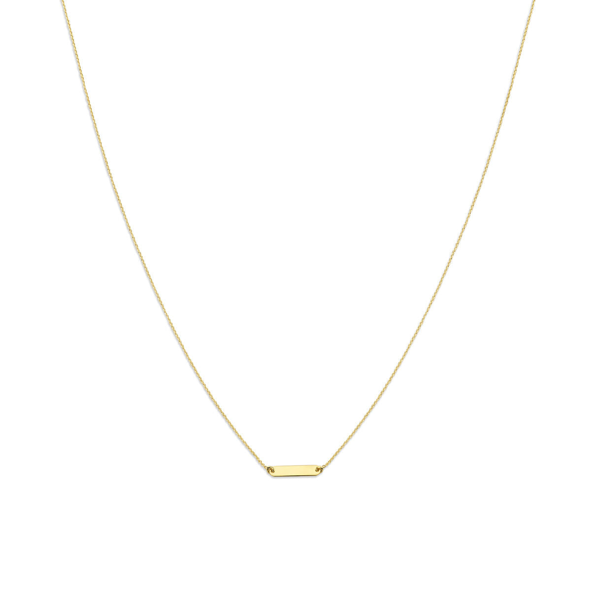 Collier en or jaune 14K avec plaque rectangulaire de 1,6 mm et chaîne ajustable de 41 + 4 cm.