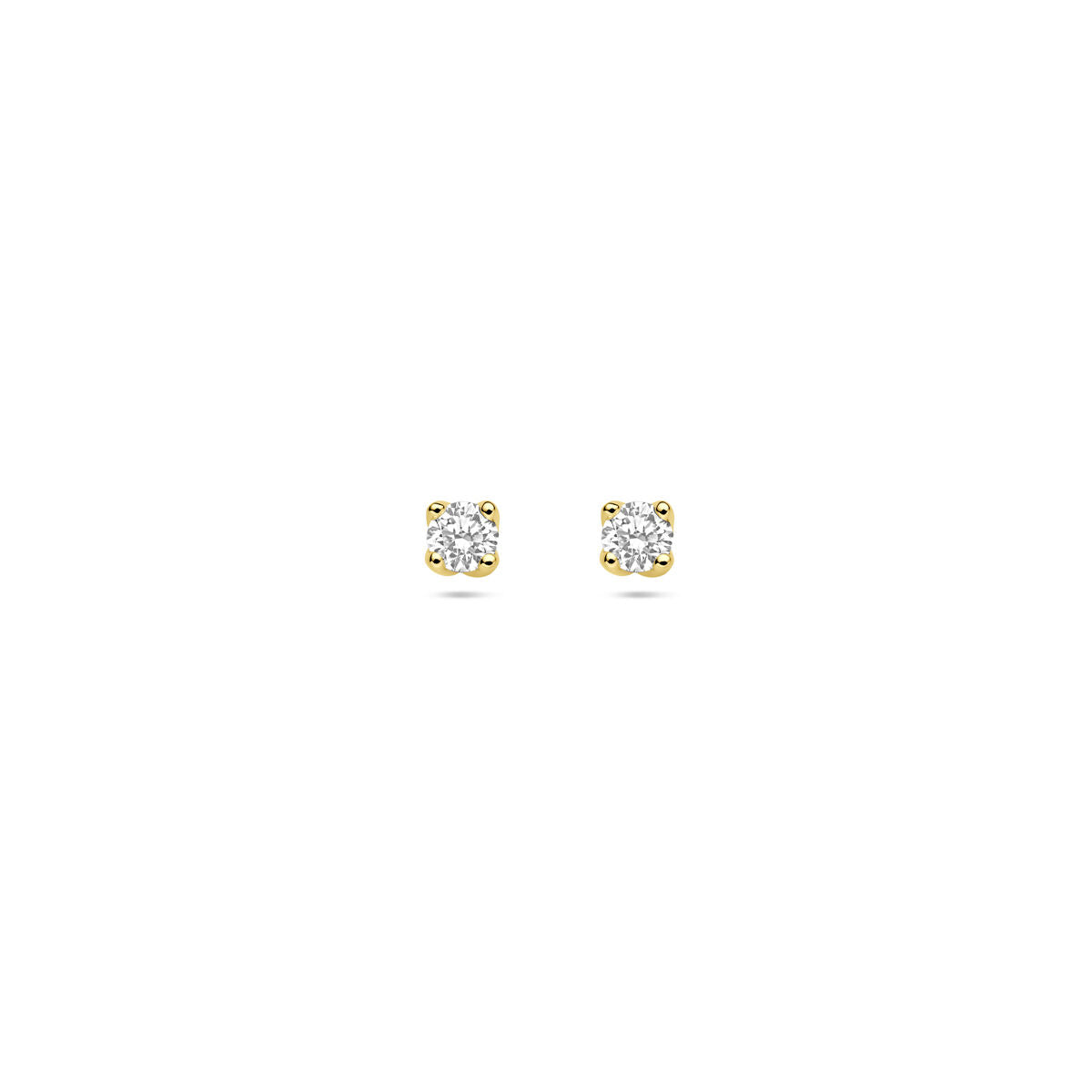 Boucles d'oreilles en or jaune 14K avec diamants lab-grown de 0,20 ct (2x 0,10 ct) et de 3,25 mm.