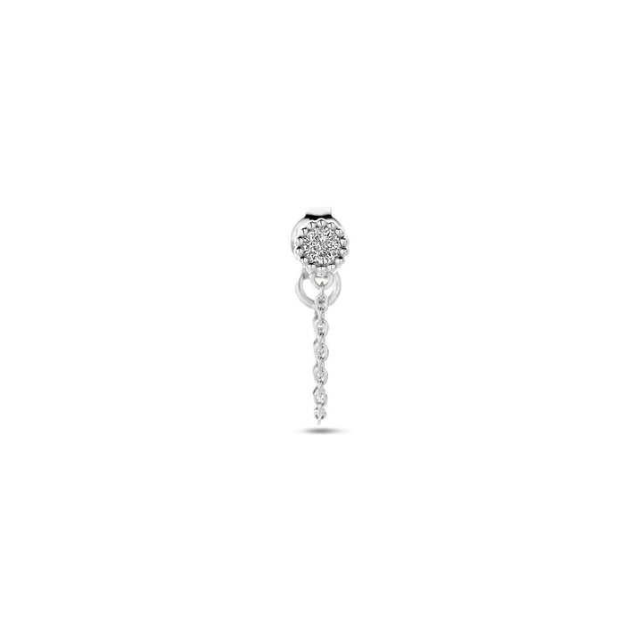 oorknop per stuk zirkonia zilver gerhodineerd