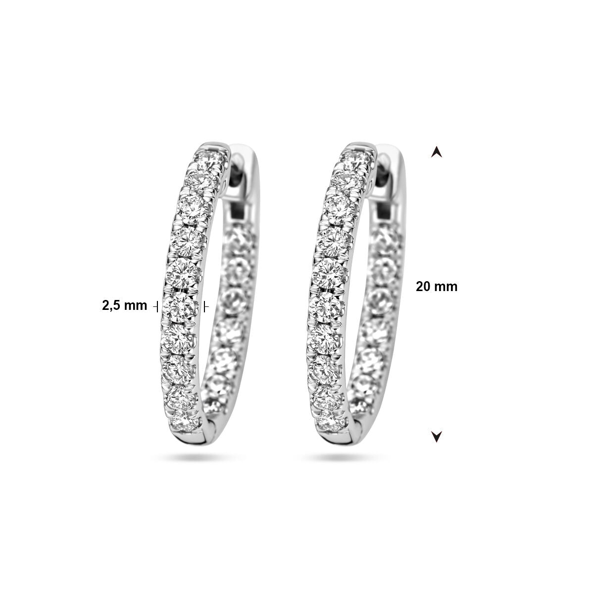 créoles diamant lab grown 0.96ct (2x 0.48ct) h si or blanc 14K
