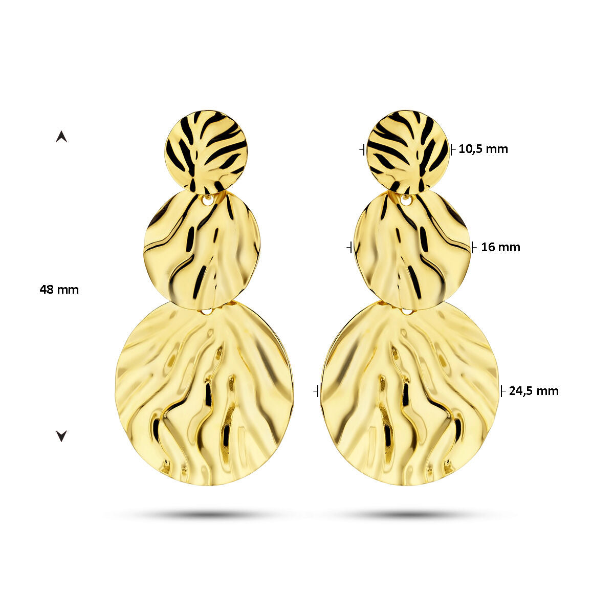 boucles d'oreilles relief 1 micron argent plaqué or (jaune)