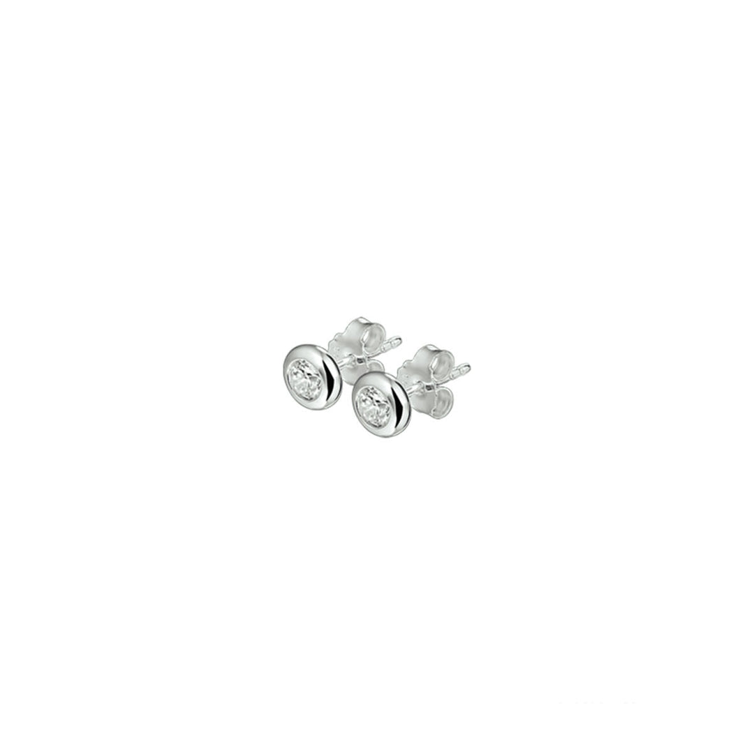 oorknoppen zirkonia zilver gerhodineerd