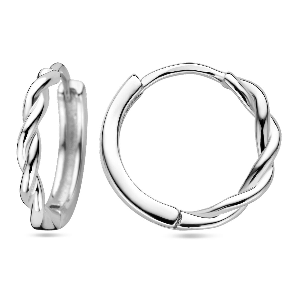 créoles en tube torsadé argent rhodié