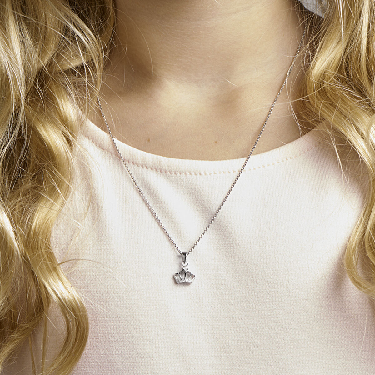collier couronne zircone 36 + 4 cm argent rhodié