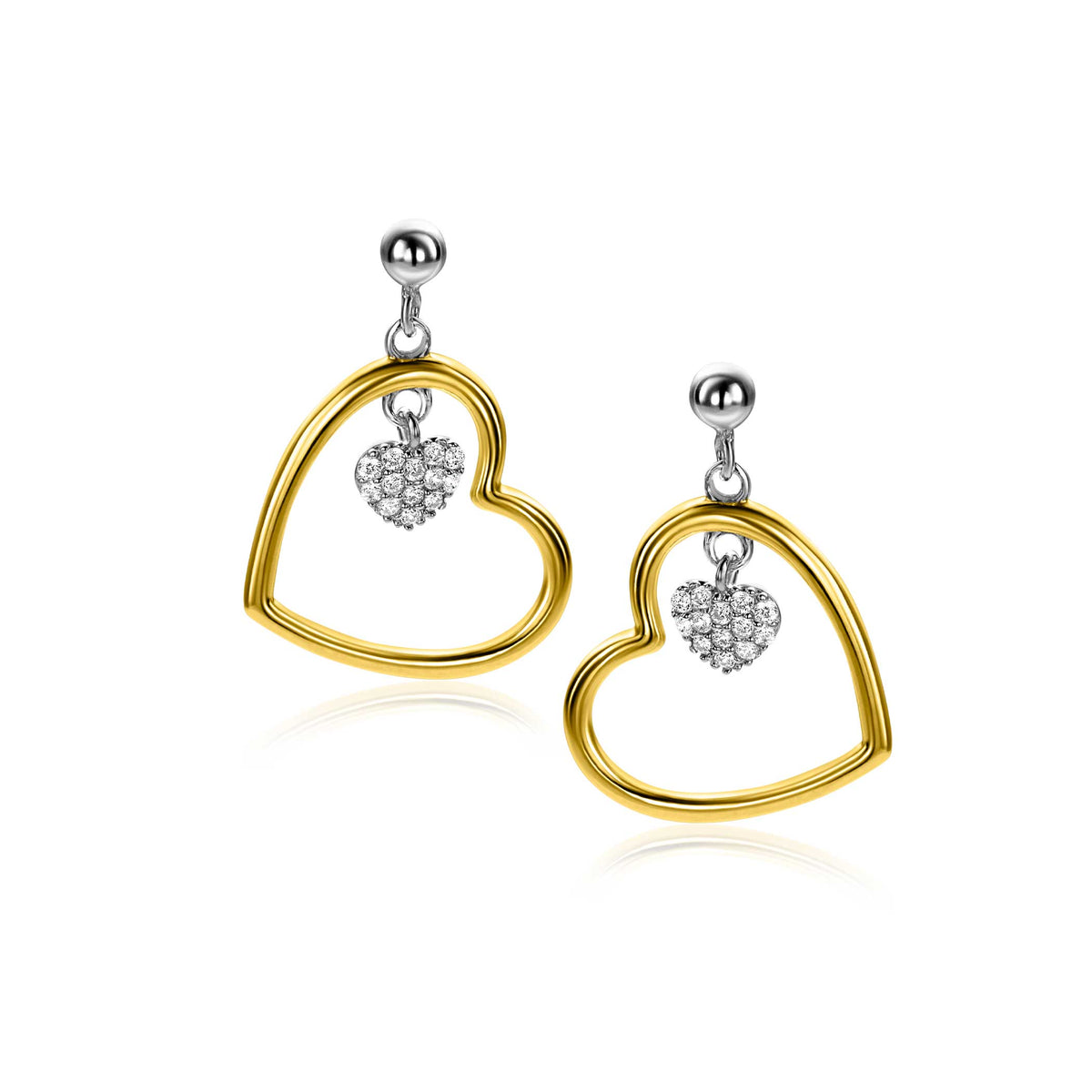 Zinzi puces d'oreilles argent plaqué or zio2621
