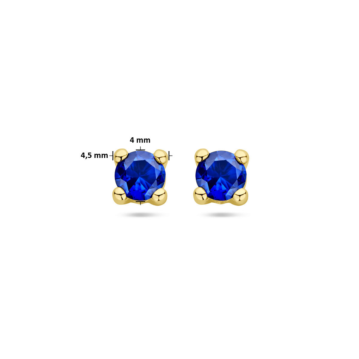 puces d'oreilles synth. saphir or jaune 14K