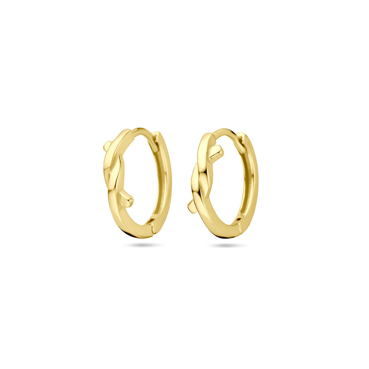 Boucles d'oreilles en argent doré jaune, de forme ronde, d'un diamètre de 12,5 mm.
