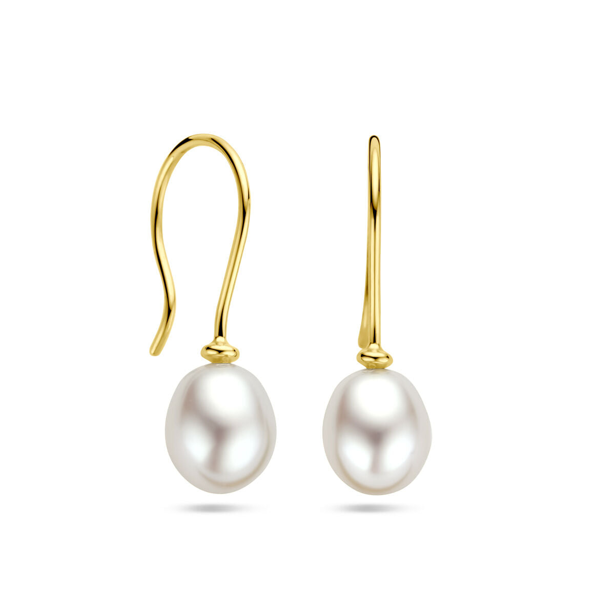 Boucles d'oreilles en perles avec crochets en or jaune 14K.