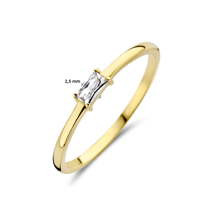 ring met geboortesteen zirkonia april 14K geelgoud