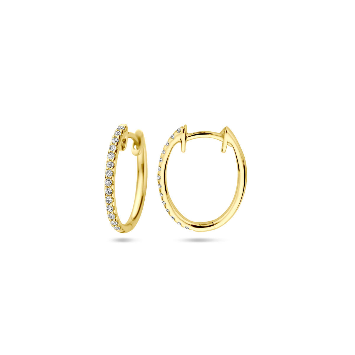 créoles diamant h si 1,5 mm tube or jaune 14K