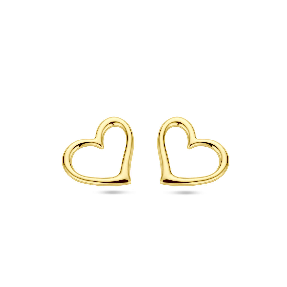 puces d'oreilles cœur 1 micron argent plaqué or (jaune)