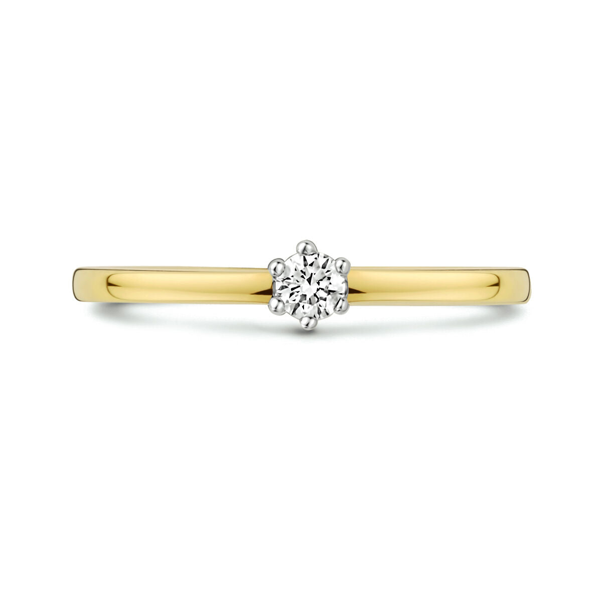 bague diamant 0.10ct h si or bicolore jaune/blanc 14K