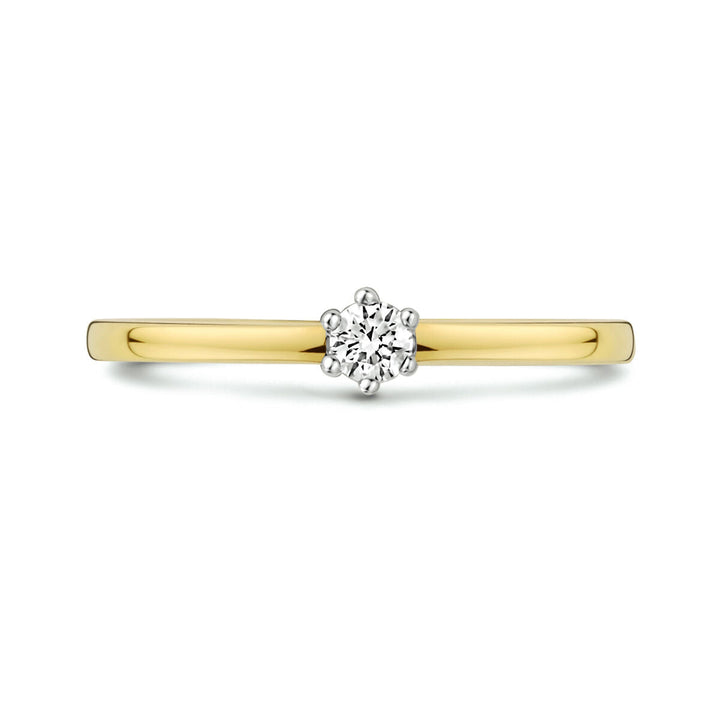 ring diamant 0.10ct h si 14K bicolor goud geel/wit